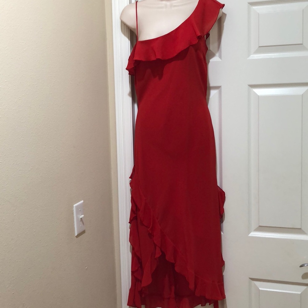 EUC Liz Minelli Red Ruffle Dress Size M